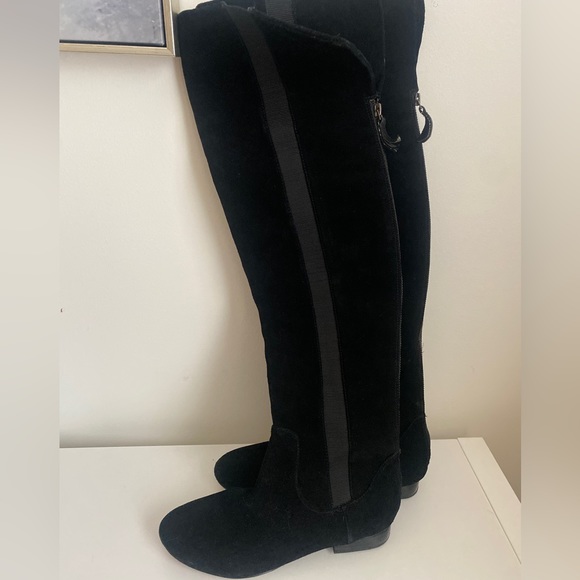 Libby Edelman Over The Knee Suede Boot Size 7 Black City Chic Classic Minimalist - Picture 8 of 14